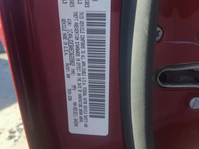 1C4NJDEB0ED622862 - 2014 JEEP COMPASS LA MAROON photo 10