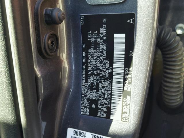 5TDZY5G14ES051730 - 2014 TOYOTA SEQUOIA SR CHARCOAL photo 10