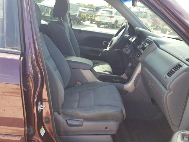 5FNYF28117B008985 - 2007 HONDA PILOT LX BURGUNDY photo 5