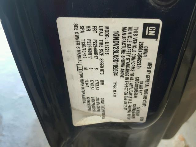 1GNDV23LX6D109594 - 2006 CHEVROLET UPLANDER L 蓝色 照片 10