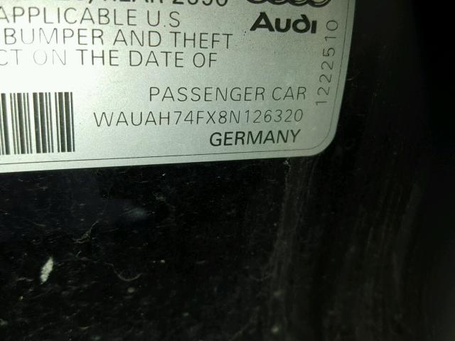 WAUAH74FX8N126320 - 2008 AUDI A6 3.2 BLACK photo 10