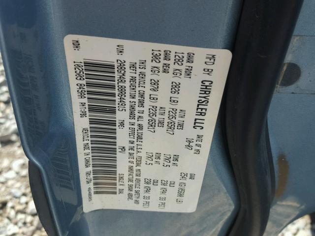 2A8GM48L88R644915 - 2008 CHRYSLER PACIFICA L ლურჯი ფოტო 10