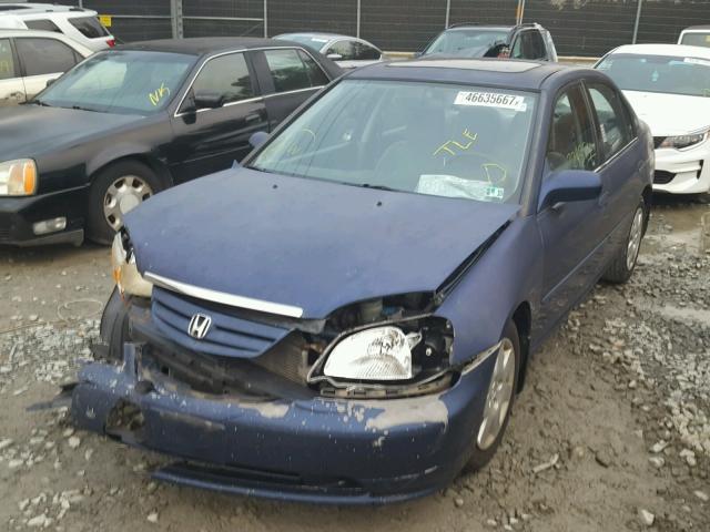 2HGES26781H534488 - 2001 HONDA CIVIC EX BLUE photo 2