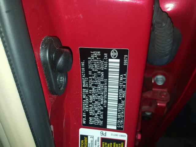 4T1BF1FK7DU691415 - 2013 TOYOTA CAMRY L RED photo 10