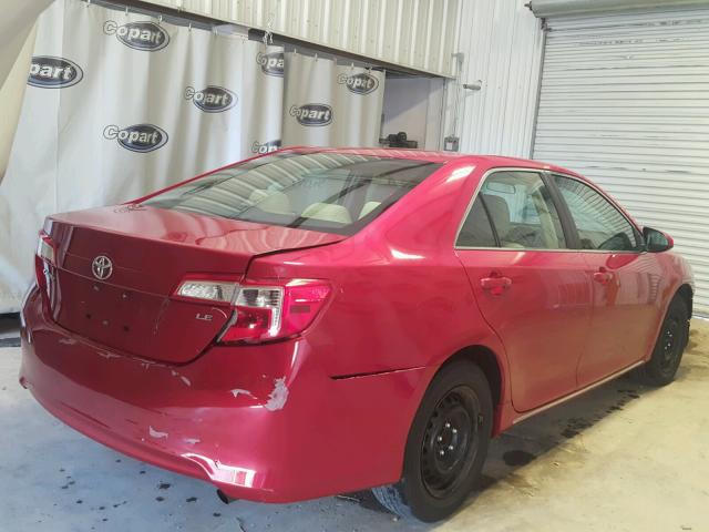 4T1BF1FK7DU691415 - 2013 TOYOTA CAMRY L RED photo 4