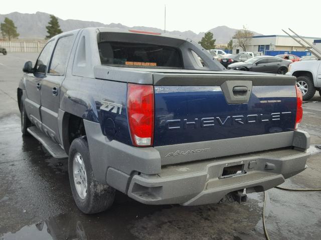 3GNEK13T72G224965 - 2002 CHEVROLET AVALANCHE BLUE photo 3