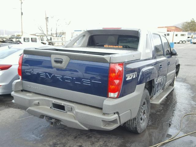 3GNEK13T72G224965 - 2002 CHEVROLET AVALANCHE BLUE photo 4