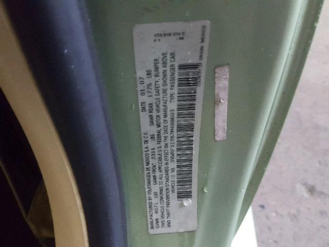 3VWRF31Y87M408603 - 2007 VOLKSWAGEN NEW BEETLE Yaşıl foto 10