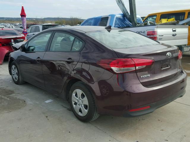 3KPFK4A73HE091128 - 2017 KIA FORTE LX BURGUNDY photo 3