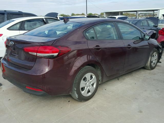 3KPFK4A73HE091128 - 2017 KIA FORTE LX BURGUNDY photo 4