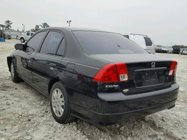 2HGES16565H607999 - 2005 HONDA CIVIC LX BLACK photo 3