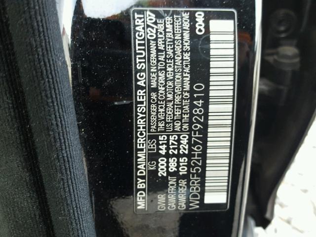 WDBRF52H67F928410 - 2007 MERCEDES-BENZ C 230 BLACK photo 10