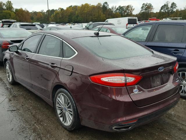 3FA6P0H98DR242877 - 2013 FORD FUSION SE BURGUNDY photo 3