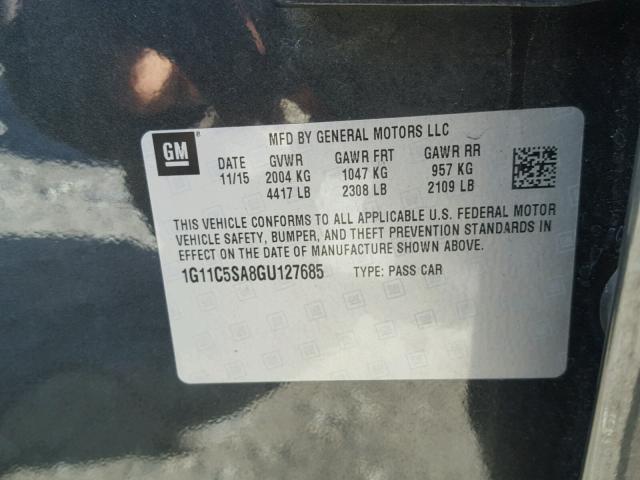 1G11C5SA8GU127685 - 2016 CHEVROLET MALIBU LIM GRAY photo 10