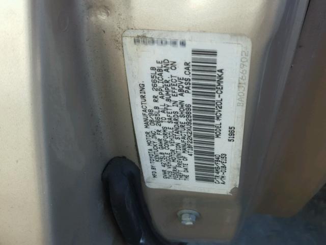 4T1BF22K2XU929896 - 1999 TOYOTA CAMRY LE თაფლისფერი ფოტო 10