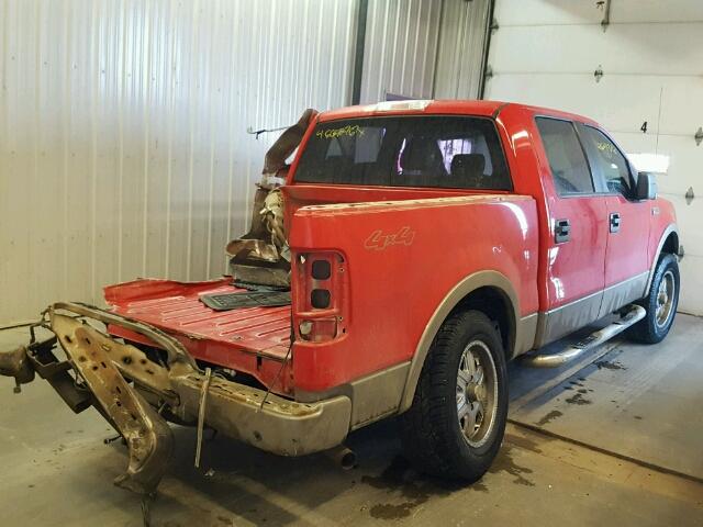 1FTPW14555FA11265 - 2005 FORD F150 SUPER RED photo 4