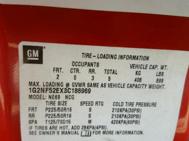 1G2NF52EX3C186969 - 2003 PONTIAC GRAND AM S RED photo 10