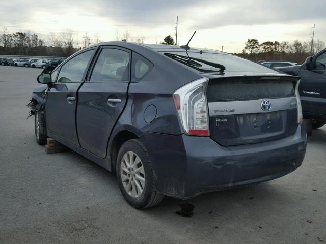 JTDKN3DP6C3005676 - 2012 TOYOTA PRIUS PLUG GRAY photo 3