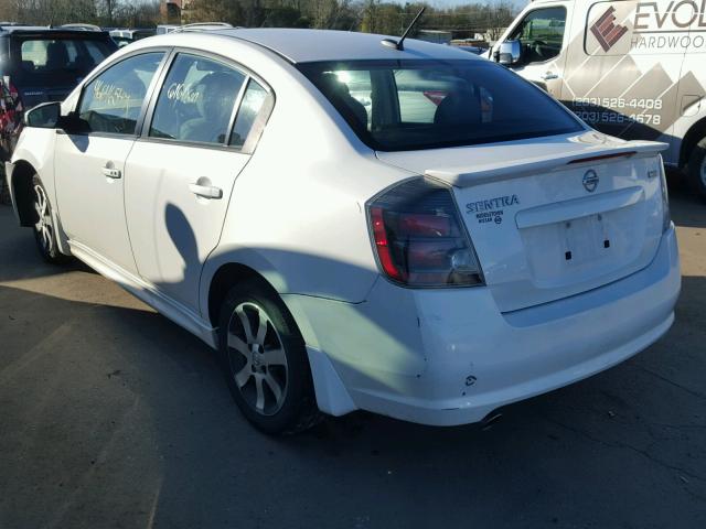 3N1AB6AP0CL733544 - 2012 NISSAN SENTRA 2.0 WHITE photo 3