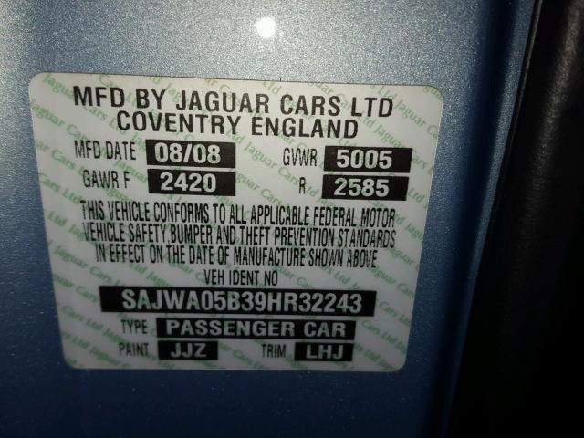 SAJWA05B39HR32243 - 2009 JAGUAR XF LUXURY BLUE photo 10