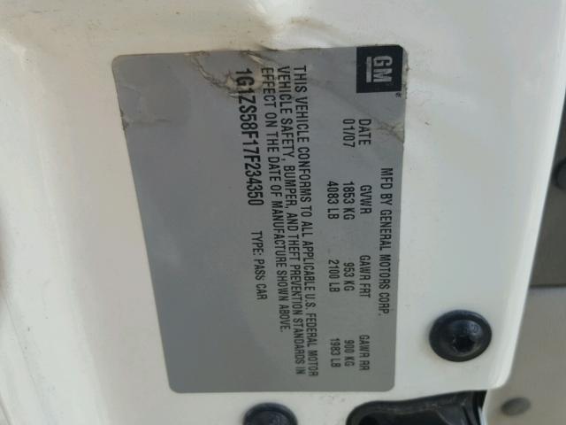 1G1ZS58F17F234350 - 2007 CHEVROLET MALIBU LS Ağ foto 10