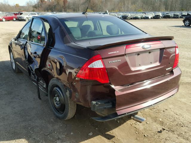 3FAHP0HG4CR170551 - 2012 FORD FUSION SE MAROON photo 3