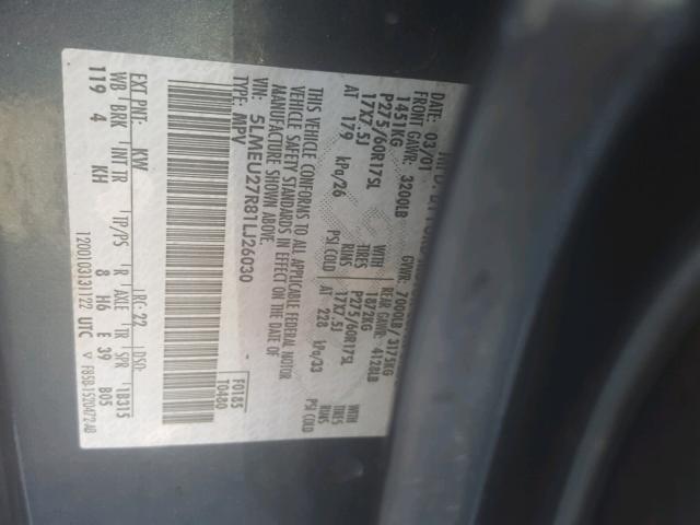 5LMEU27R81LJ26030 - 2001 LINCOLN NAVIGATOR Niebieski zdjęcie 10