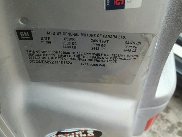 2G4WC582271101524 - 2007 BUICK LACROSSE C GRAY photo 10