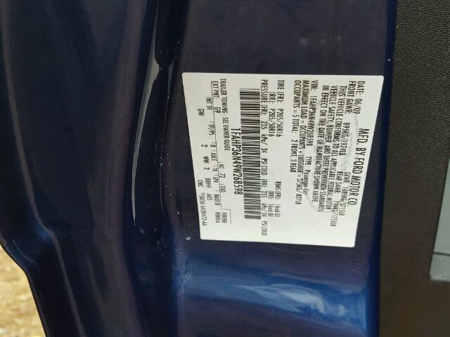 1FAHP36N49W268598 - 2009 FORD FOCUS SES BLUE photo 10