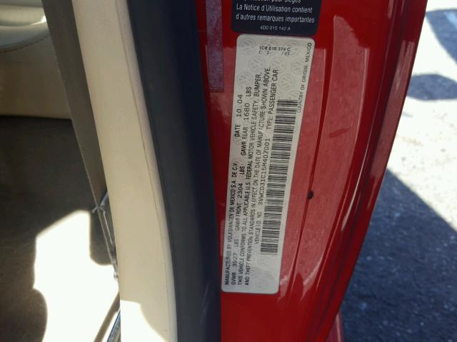 3VWCD31C15M407001 - 2005 VOLKSWAGEN NEW BEETLE 红色 照片 10