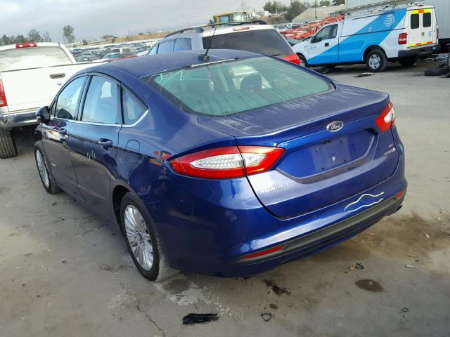 3FA6P0LU7GR290872 - 2016 FORD FUSION SE BLUE photo 3