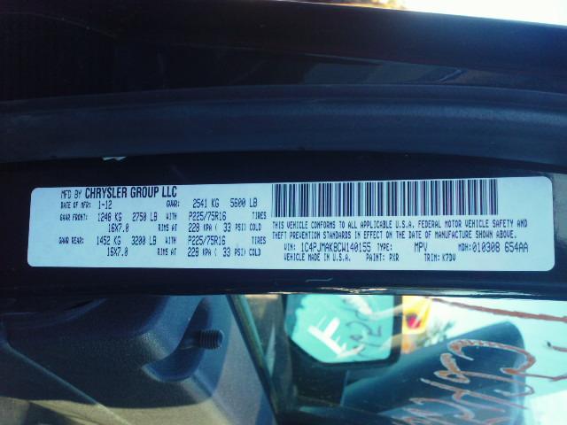 1C4PJMAK8CW140155 - 2012 JEEP LIBERTY SP BLACK photo 10