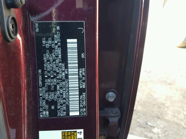 JTLKT324750186293 - 2005 TOYOTA SCION XB Марун фото 10