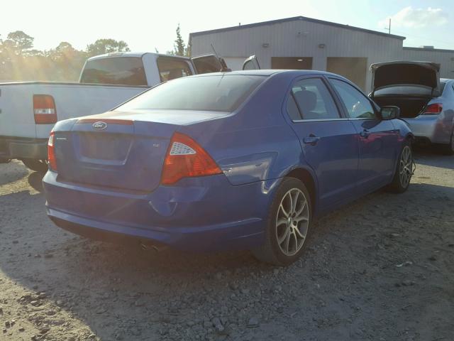 3FAHP0HA5CR221793 - 2012 FORD FUSION SE BLUE photo 4