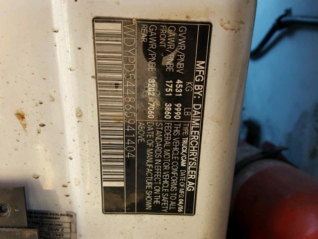 WDYPD544865941404 - 2006 FREIGHTLINER SPRINTER 3 WHITE photo 10