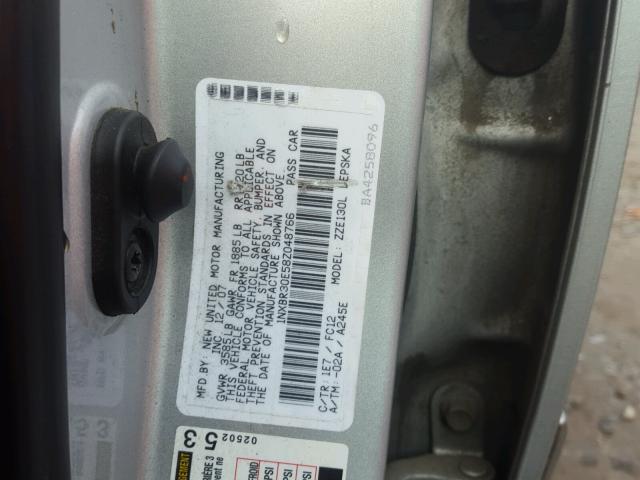 1NXBR30E58Z048766 - 2008 TOYOTA COROLLA CE SILVER photo 10