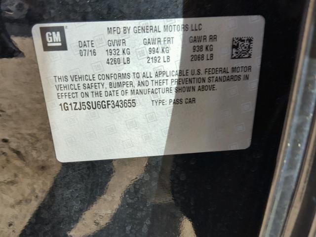 1G1ZJ5SU6GF343655 - 2016 CHEVROLET MALIBU HYB 黑色 照片 10