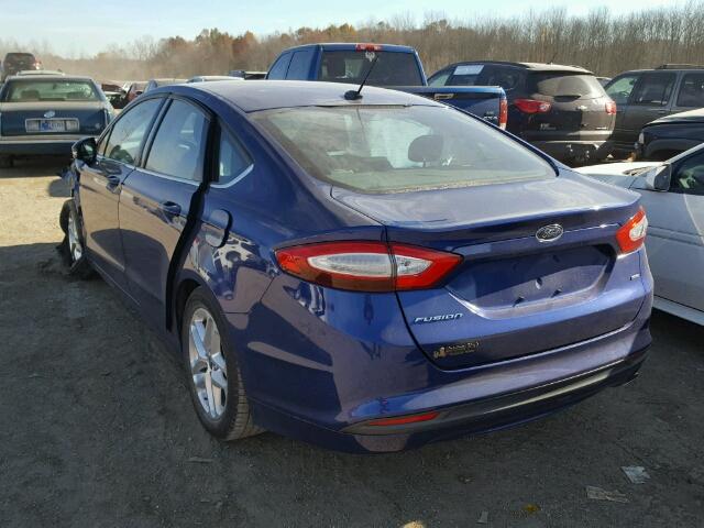 3FA6P0H75DR176688 - 2013 FORD FUSION SE BLUE photo 3