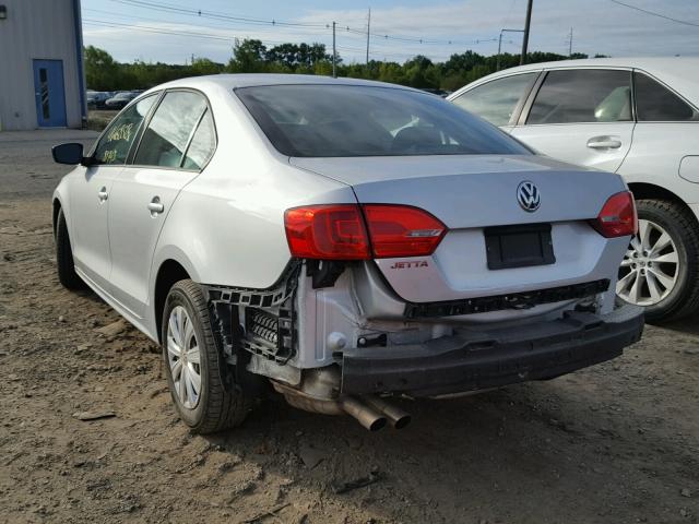 3VW2K7AJ7CM306355 - 2012 VOLKSWAGEN JETTA BASE SILVER photo 3