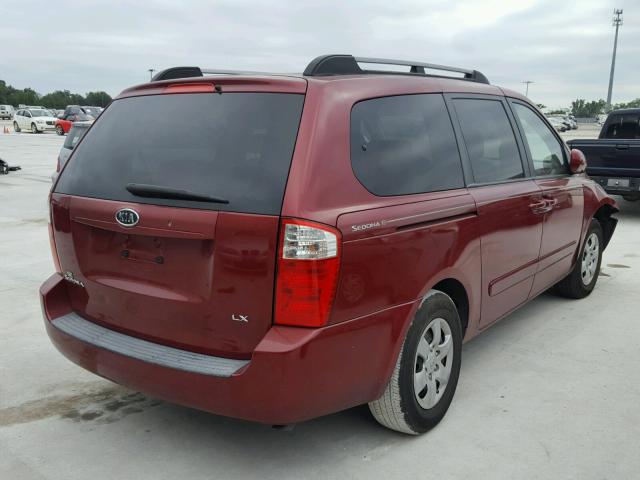 KNDMB233886193892 - 2008 KIA SEDONA EX RED photo 4