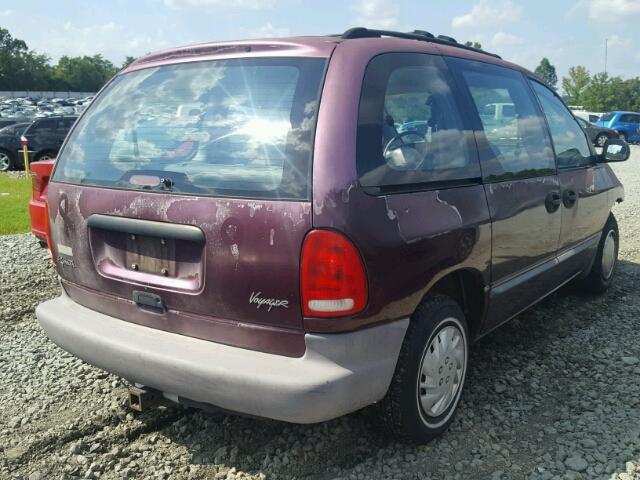 2P4FP25B4WR761524 - 1998 PLYMOUTH VOYAGER PURPLE photo 4