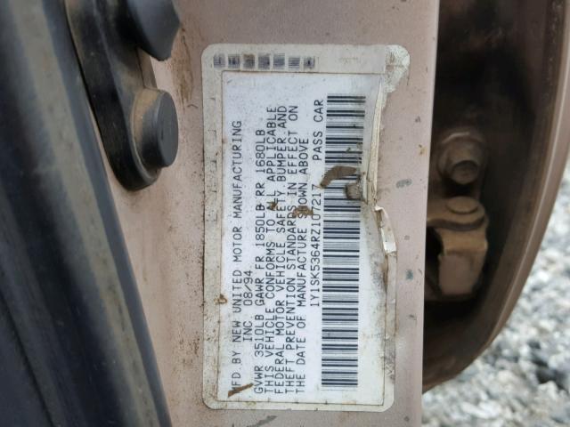 1Y1SK5364RZ107217 - 1994 GEO PRIZM BASE GOLD photo 10