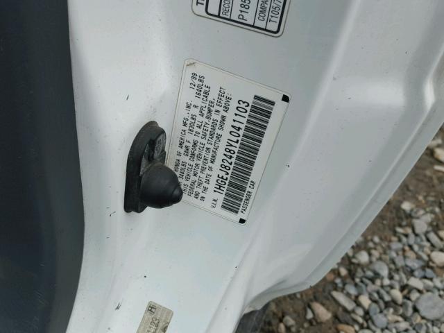 1HGEJ8248YL041103 - 2000 HONDA CIVIC EX WHITE photo 10