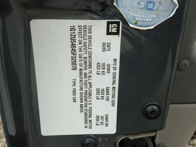 1G1ZU54845F320878 - 2005 CHEVROLET MALIBU LT Boz foto 10