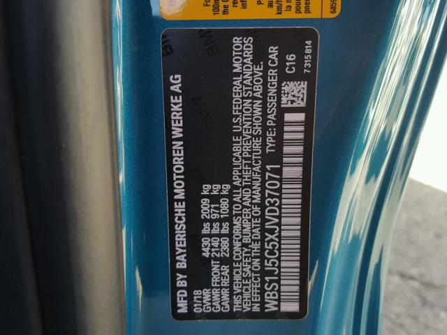 WBS1J5C5XJVD37071 - 2018 BMW M2 蓝色 照片 10