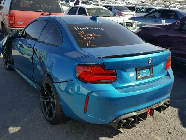 WBS1J5C5XJVD37071 - 2018 BMW M2 BLUE photo 3