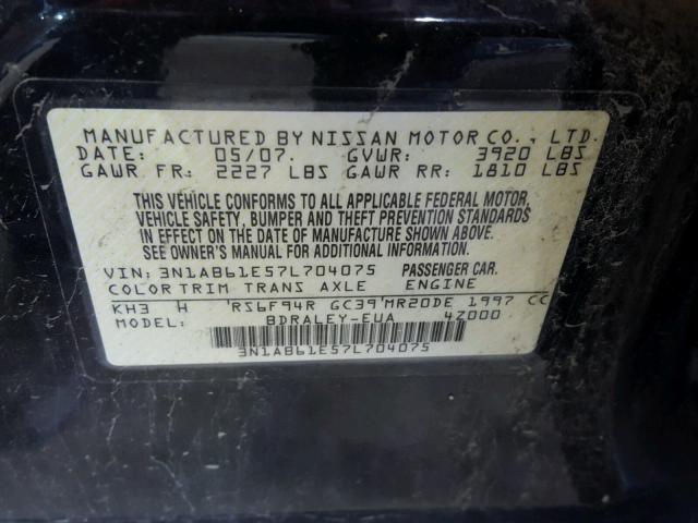 3N1AB61E57L704075 - 2007 NISSAN SENTRA 2.0 BLACK photo 10