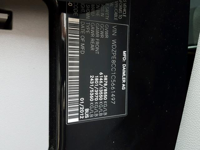 WDZPE8CC1C5661497 - 2012 MERCEDES-BENZ SPRINTER 2 BLACK photo 10