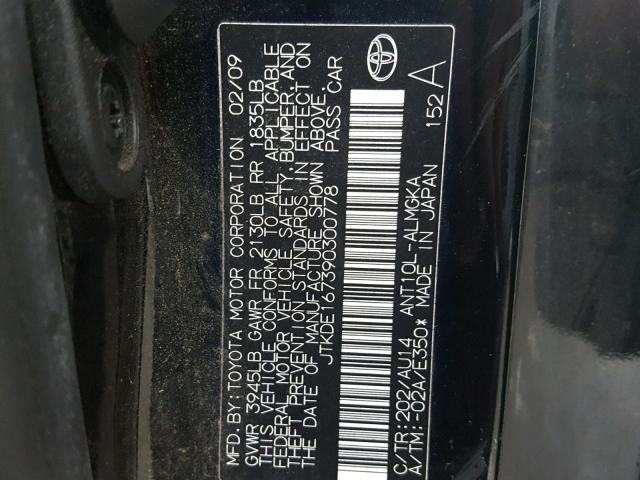 JTKDE167390300778 - 2009 TOYOTA SCION TC 黑色 照片 10