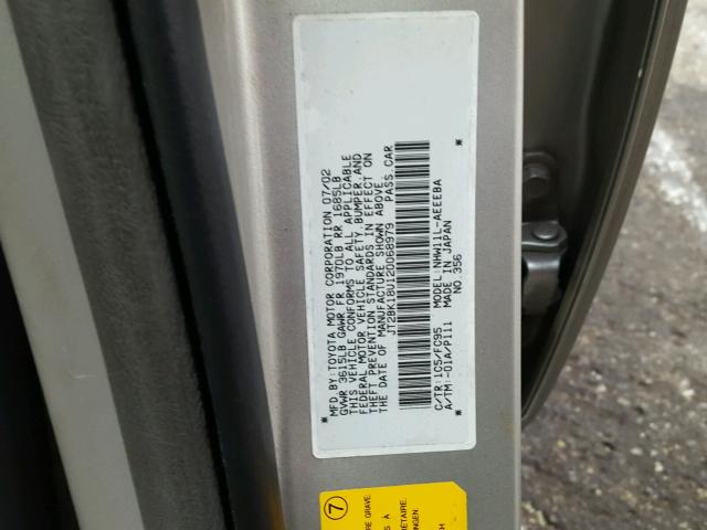 JT2BK18U120068979 - 2002 TOYOTA PRIUS SILVER photo 10